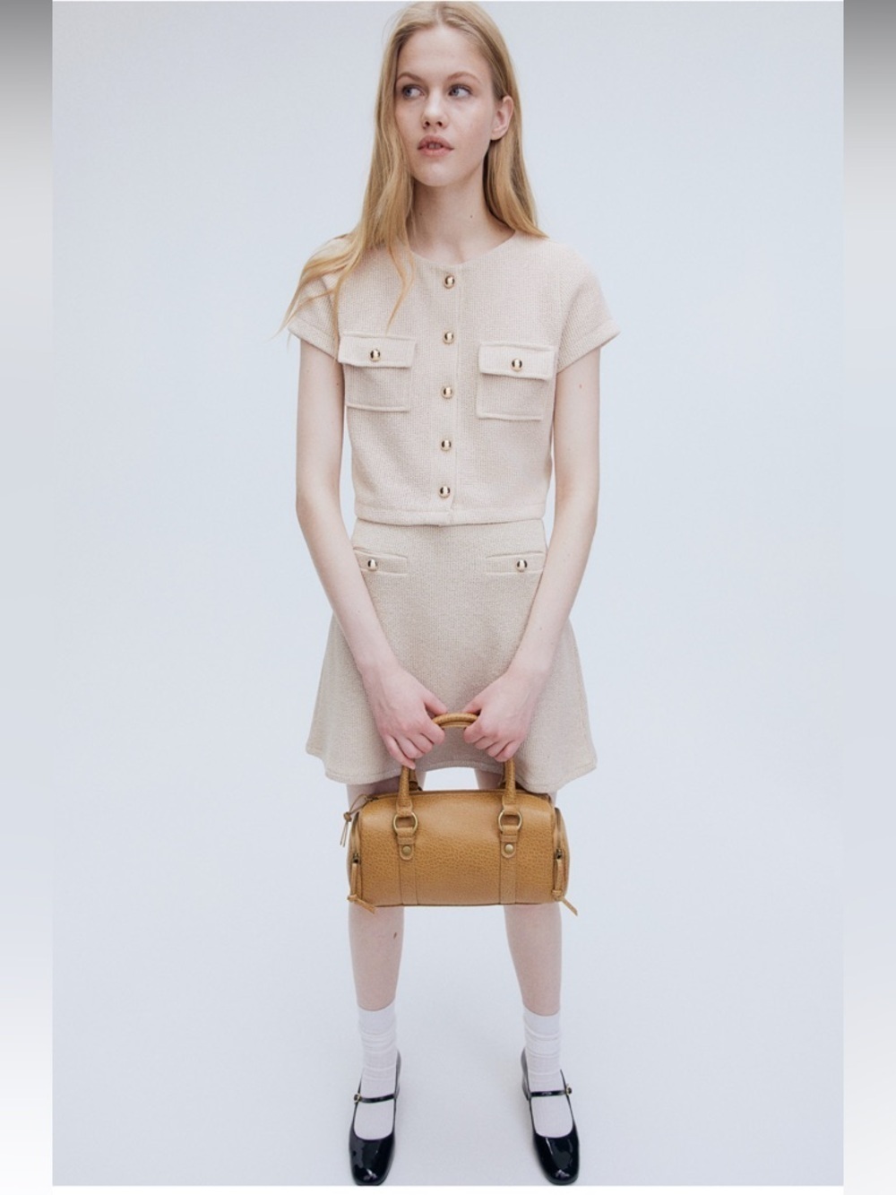 H&M Beige Knit Skirt Set